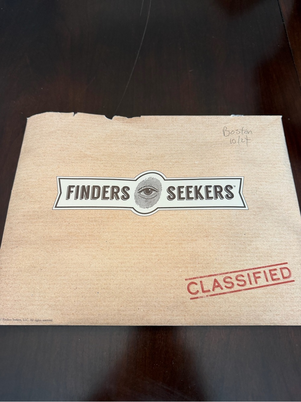 Boston Edition Box from Finders Seekers Escape Room Type Subscription.